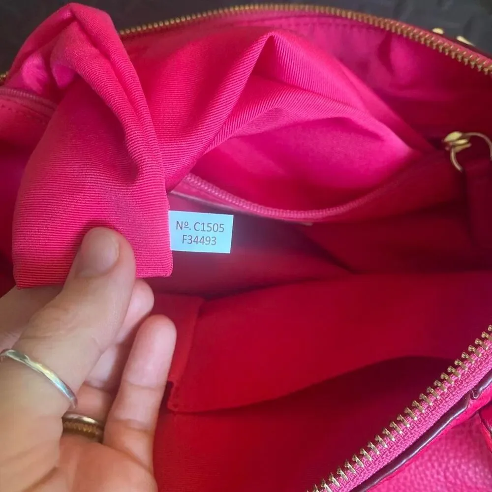 Coach Small Kelsey Satchel Pebble leather pink ruby gold hardware fuchsia 2015 h